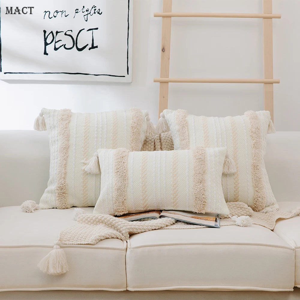MACT Boho Tassel Tufted Cushion Cover - AKAAL