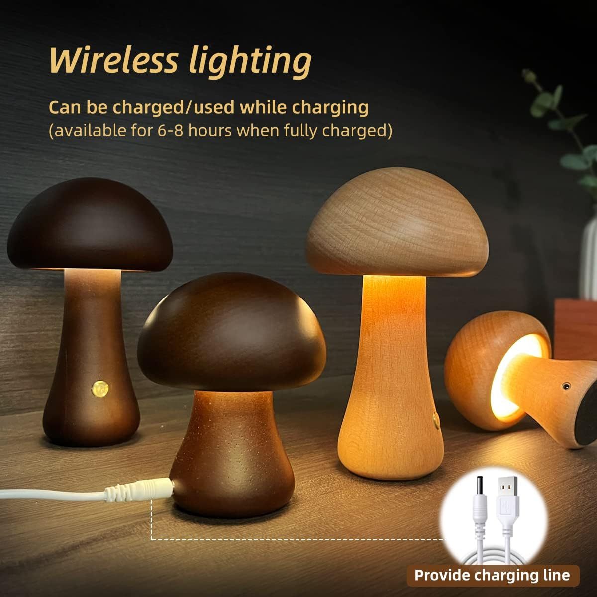 Wooden Mushroom LED Night Light - AKAAL 