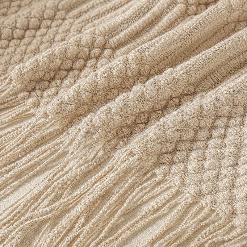 Oversized Gift Throw Knit Blanket with Tassels - AKAAL 