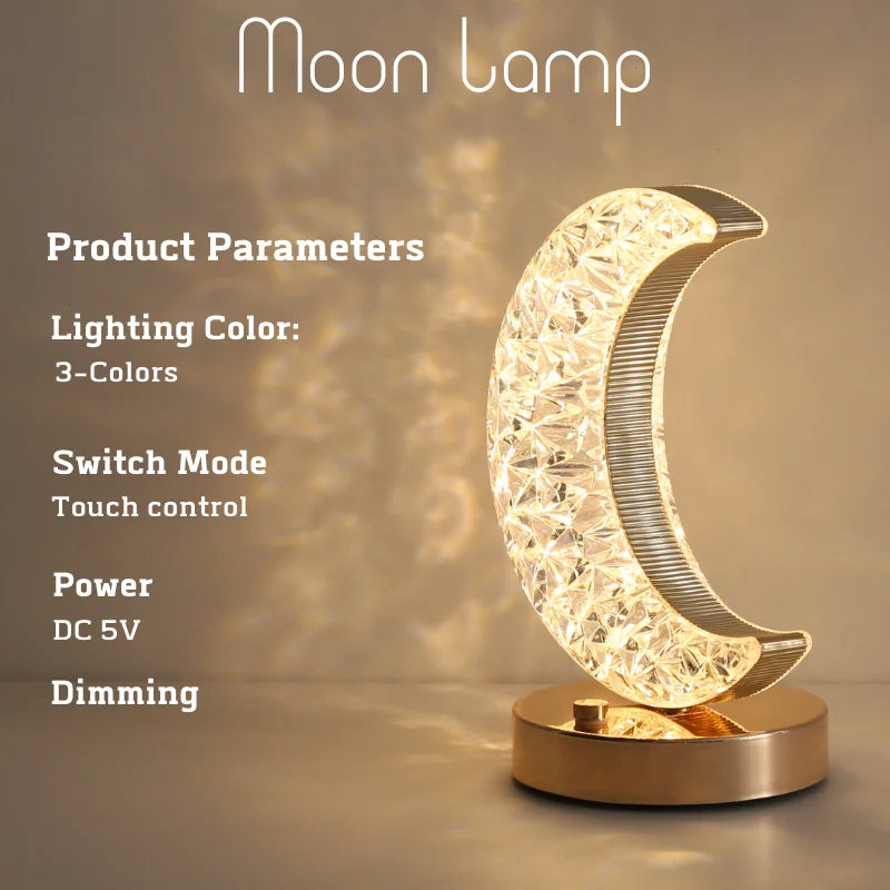 Crystal Touch Dimming 3D Moon Lamp - AKAAL 