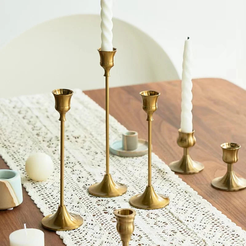 Brass Gold Candlestick Holders Set - AKAAL 