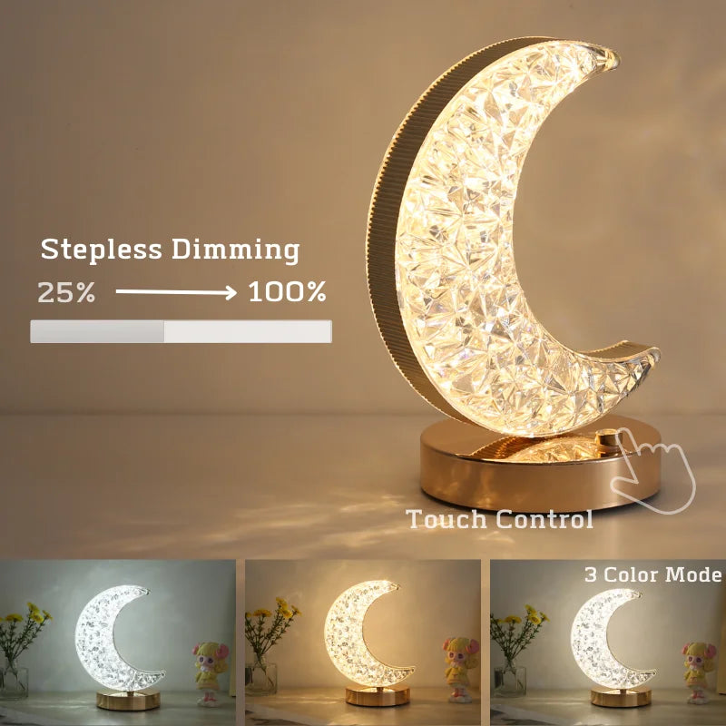 Crystal Touch Dimming 3D Moon Lamp - AKAAL 