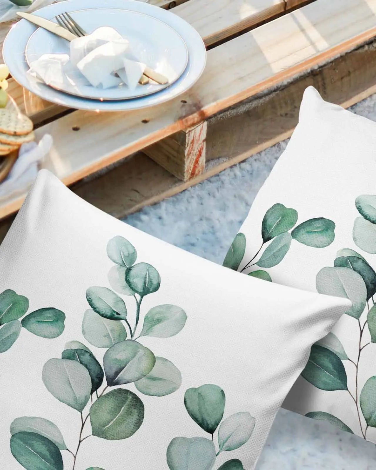 Eucalyptus Leaf Branches Waterproof Cushion Covers - AKAAL 